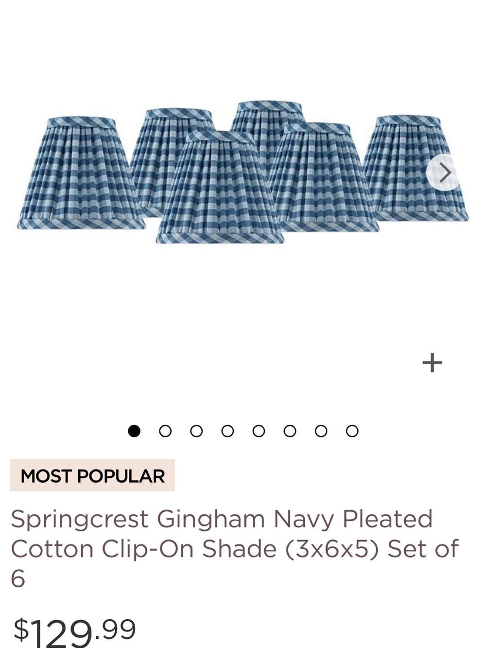 Navy Gingham Pleated sconce shades
